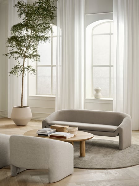 Mielo - Canapé 2.5 places tissu bouclette beige