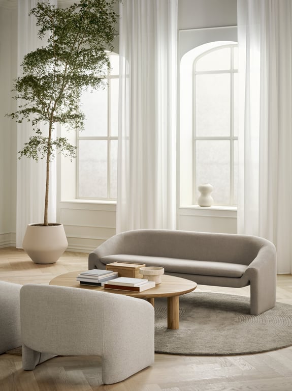 Canapé 2,5 places en tissu monza bouclé beige Mielo - Bolia