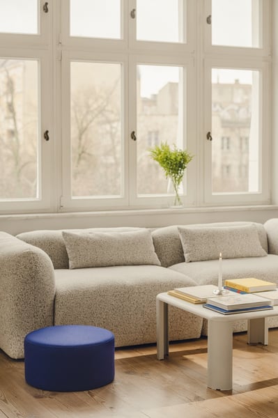 Yaro - Canapé 3 places tissu bouclette beige