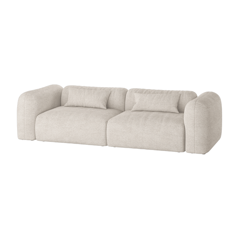 Yaro - Canapé 3 places tissu bouclette beige - Vue supplémentaire 1