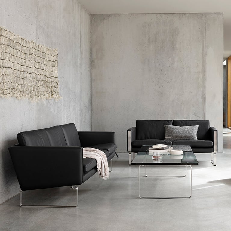 Canapé 3 places en cuir thor 306 et pieds en acier inoxydable 219cm CH103 - Carl Hansen & Søn