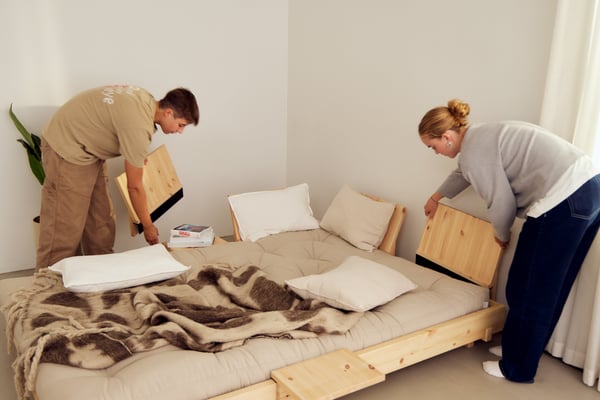 Social - Canapé convertible 3 places tissu beige