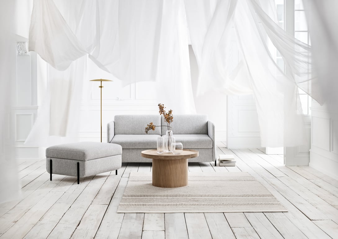 Canapé convertible 3 places tissu ascot gris clair Pira - Bolia