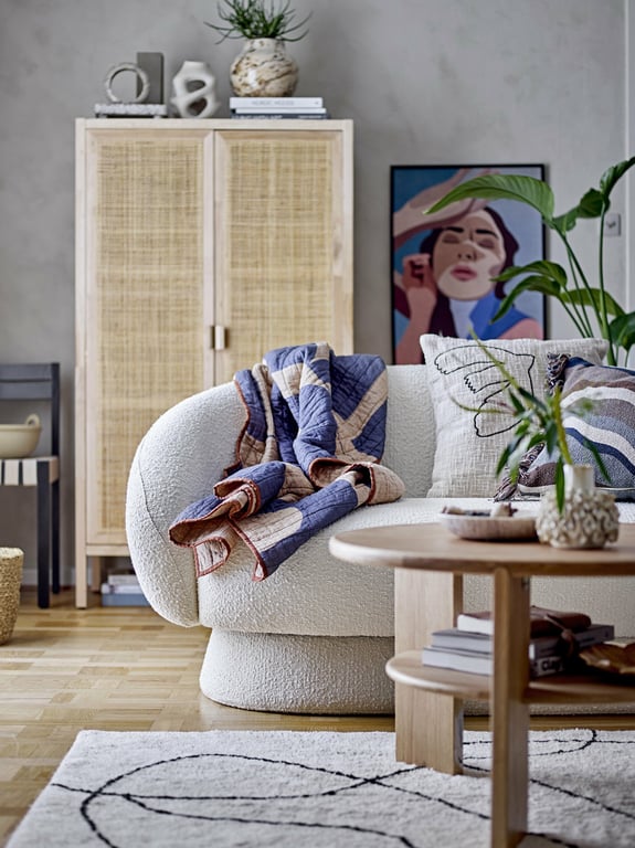 Canapé arrondi en polyester blanc 160 cm Ted - Bloomingville