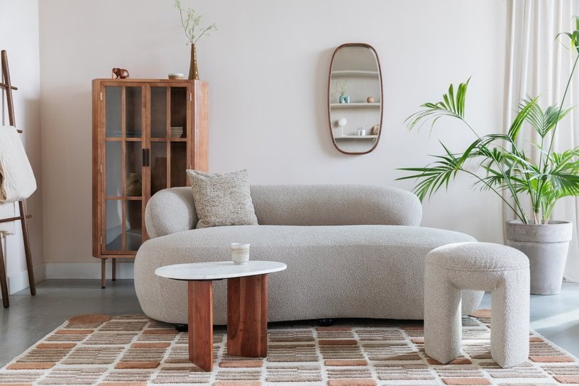 Canapé en tissu beige 115x185x73cm Elio - The Cool Republic