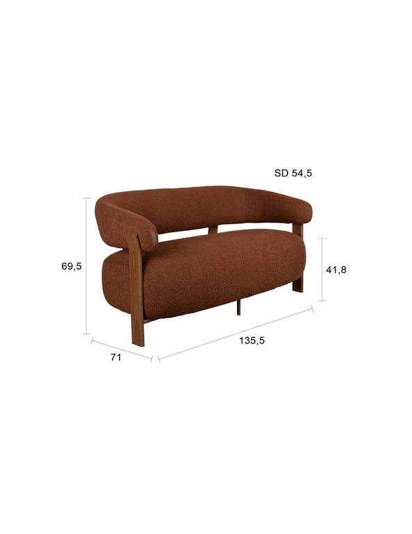 Sora - Canapé 2 places tissu bouclette marron - Vue supplémentaire 2
