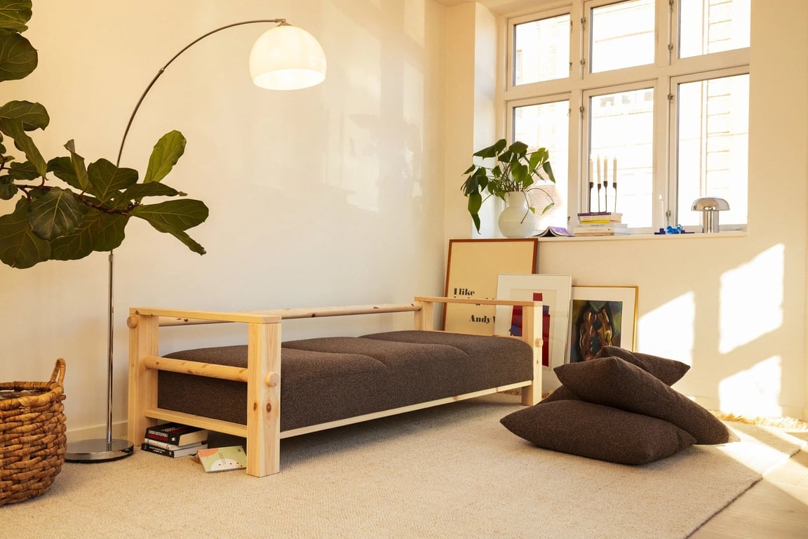 Bare - Canapé convertible 4 places tissu beige - Vue supplémentaire 3