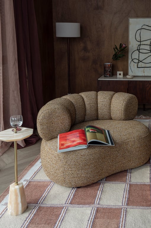 Canapé arrondi en tissu marron 120x98x66cm Georgia - Dutchbone