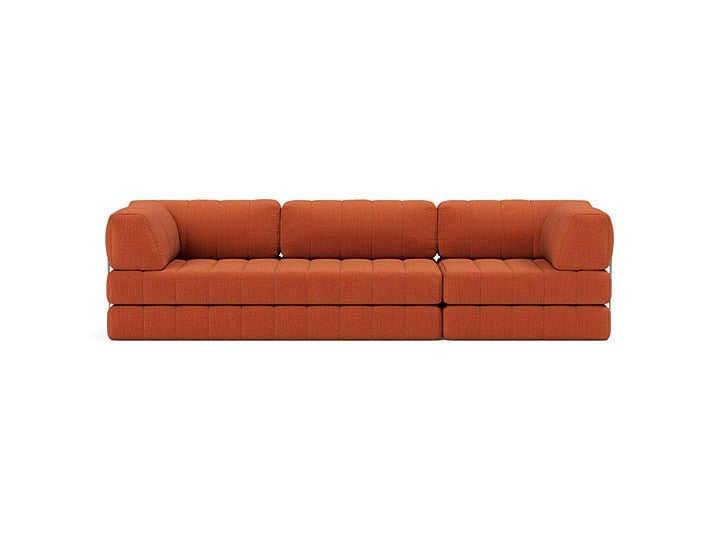 Cozypad - Canapé convertible 3 places tissu orange - Vue supplémentaire 1