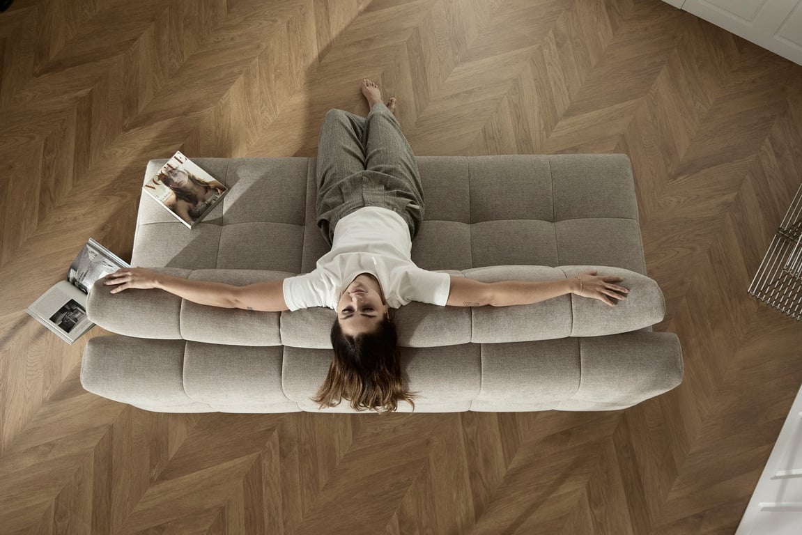 Eilis - Canapé convertible 3 places tissu beige - Vue supplémentaire 2