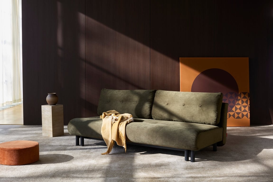 Canapé convertible en polyester recyclé gris, beige 200x108x79cm Nabli - Innovation living