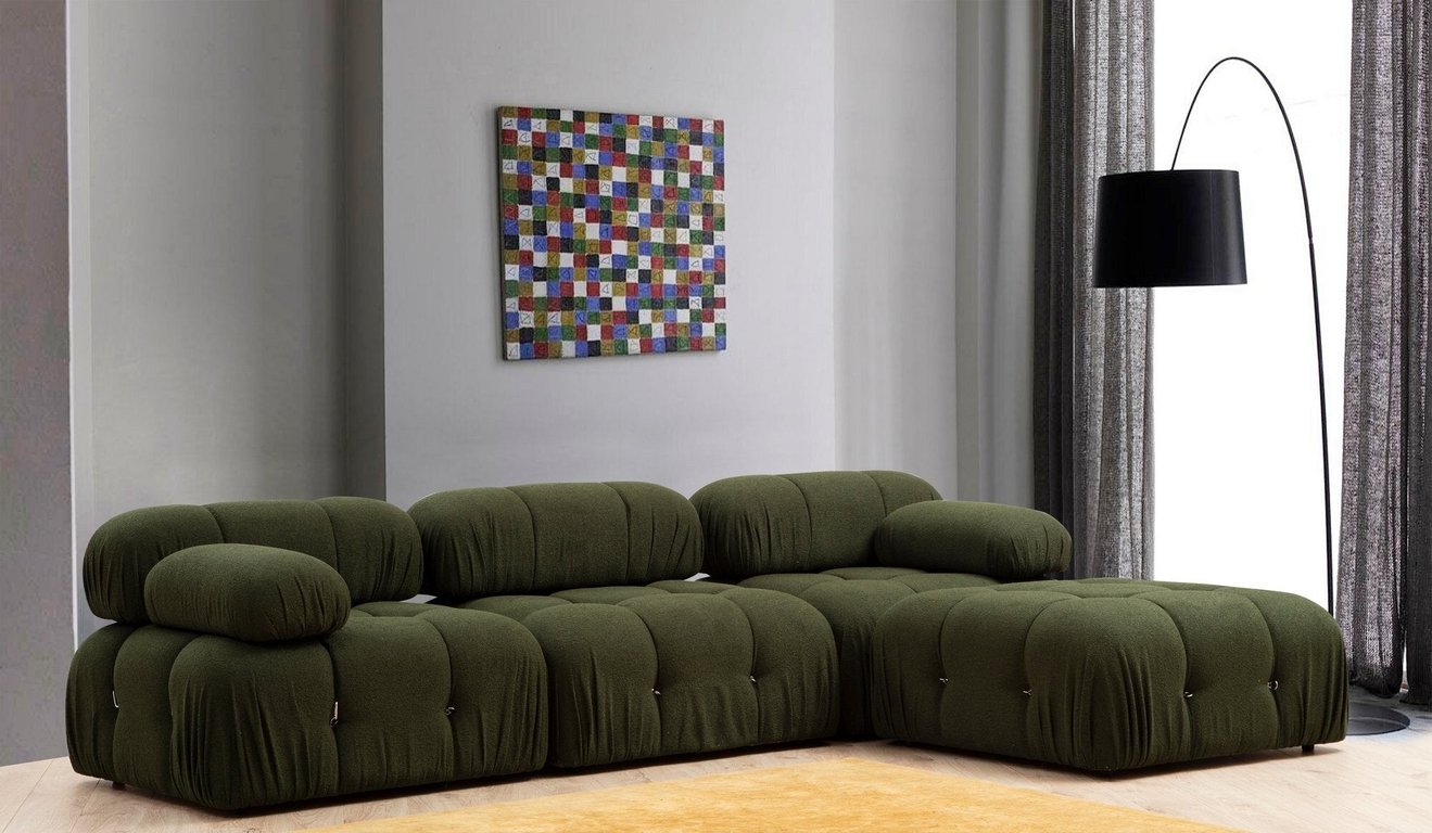 Module d'angle gauche en tissu vert 5x75cm Bubble 1R - Home Design