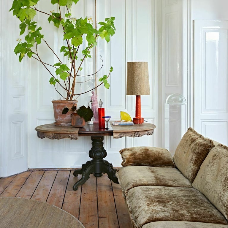 Canapé 4 places en velours vert Retro - Hkliving