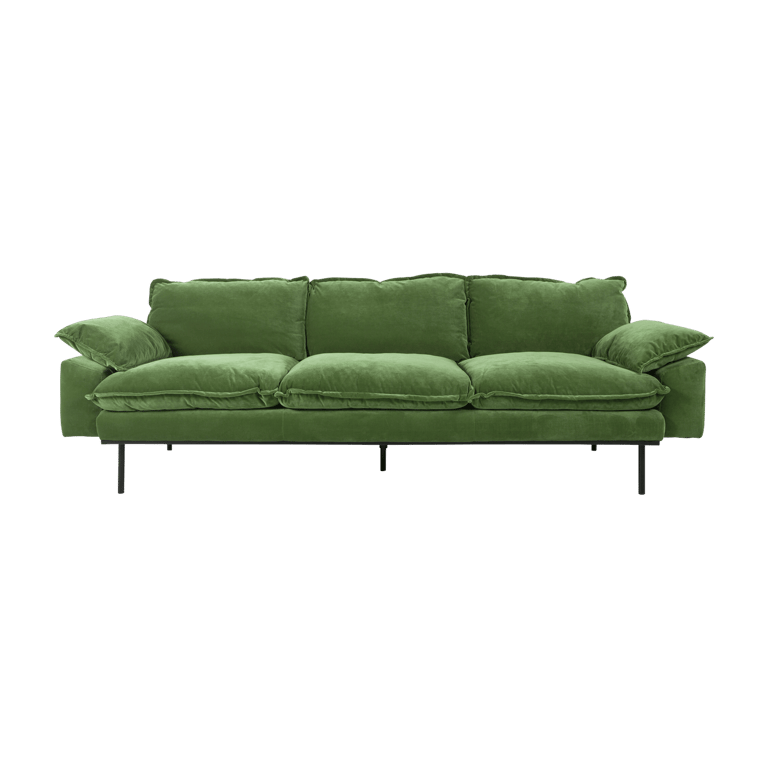 Retro - Canapé 4 places velours vert - Vue supplémentaire 1