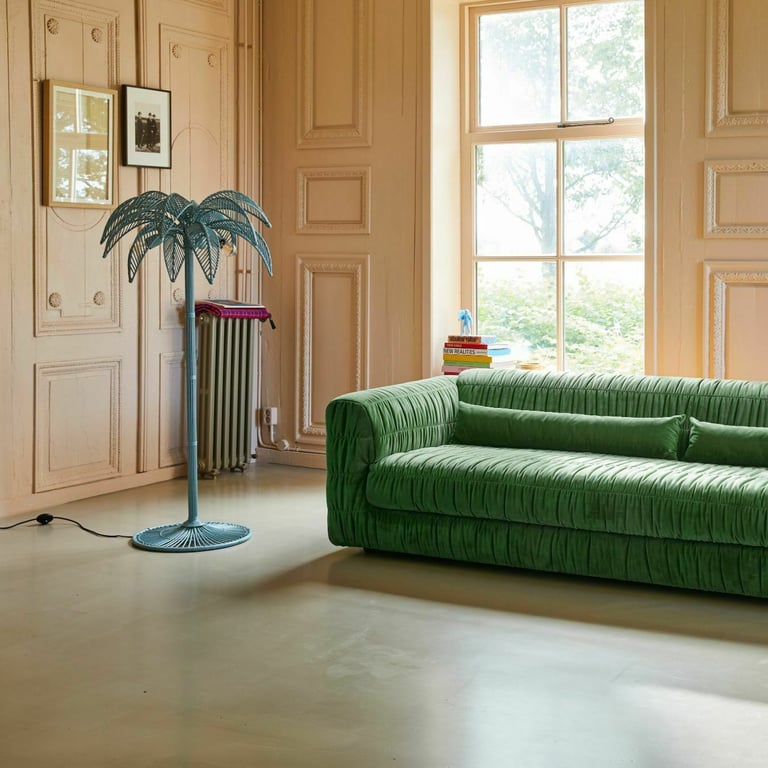 Canapé en velours royal velvet vert 274 cm Club Couch - Hkliving