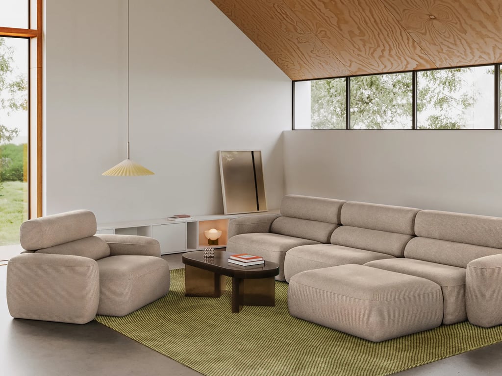 Smooth - Canapé d'angle fixe 4 places velours côtelé beige - Vue supplémentaire 2