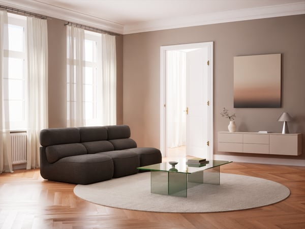 Smooth - Canapé 3 places tissu bouclette marron