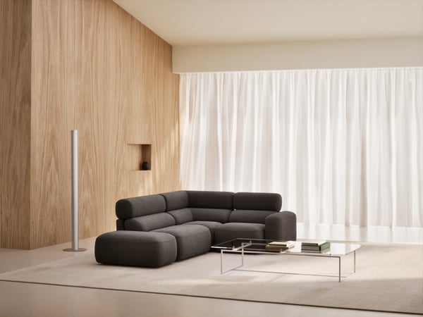 Smooth - Canapé d'angle fixe 5 places chenille gris