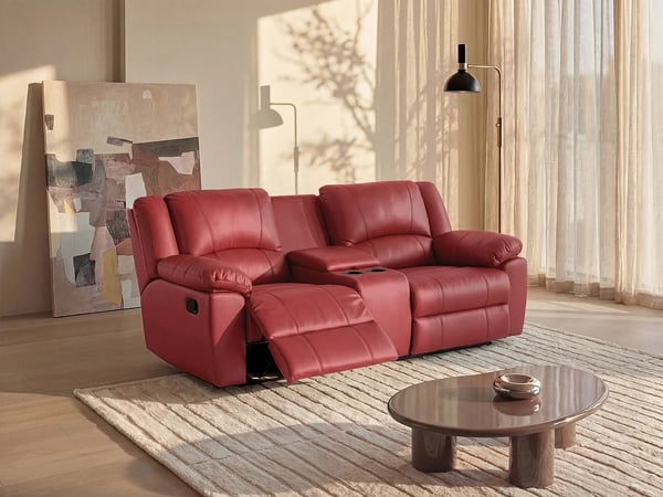 Aroma canapé 2 places cuir de vachette rouge relax