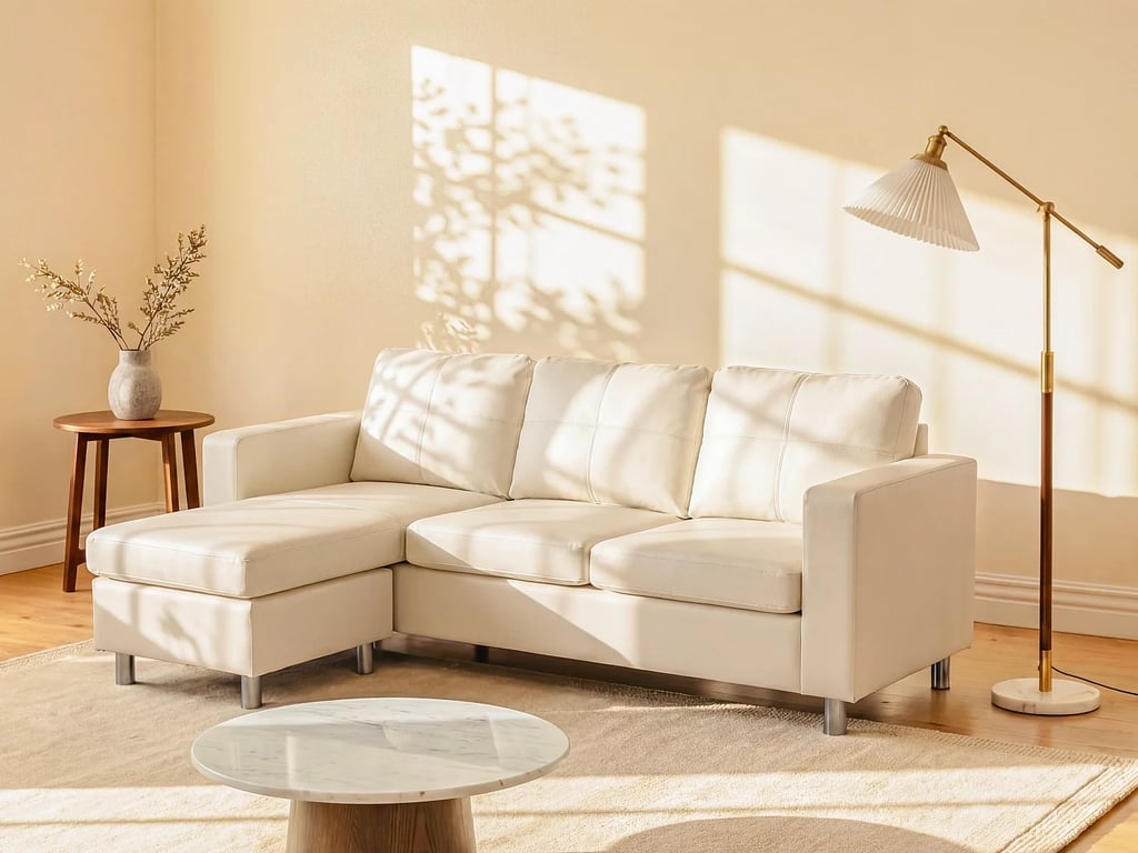Produit similaire: Ackley canapé d'angle réversible 4 places simili beige