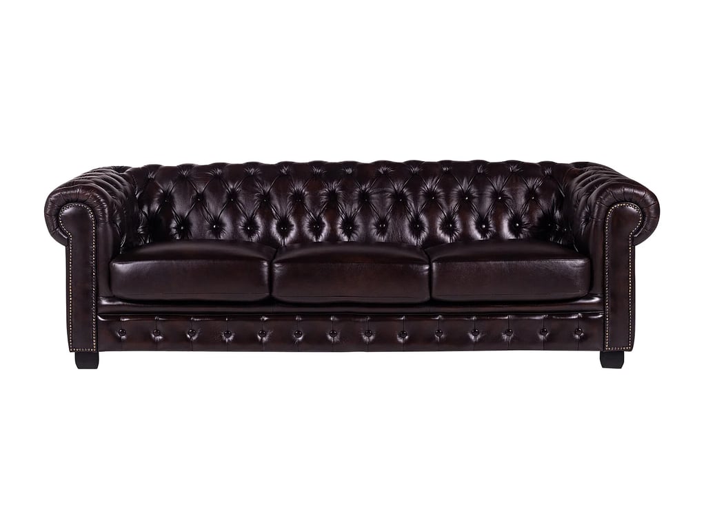 Brenton canapé chesterfield 4 places cuir de buffle marron - Vue supplémentaire 1
