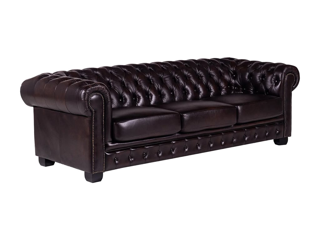 Brenton canapé chesterfield 4 places cuir de buffle marron - Vue supplémentaire 2