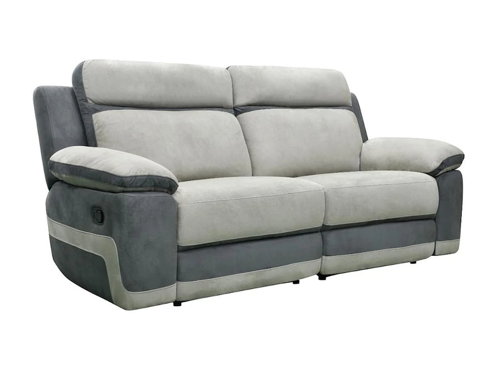 Talca canapé 3 places microfibre gris clair et anthracite relax - Vue supplémentaire 2