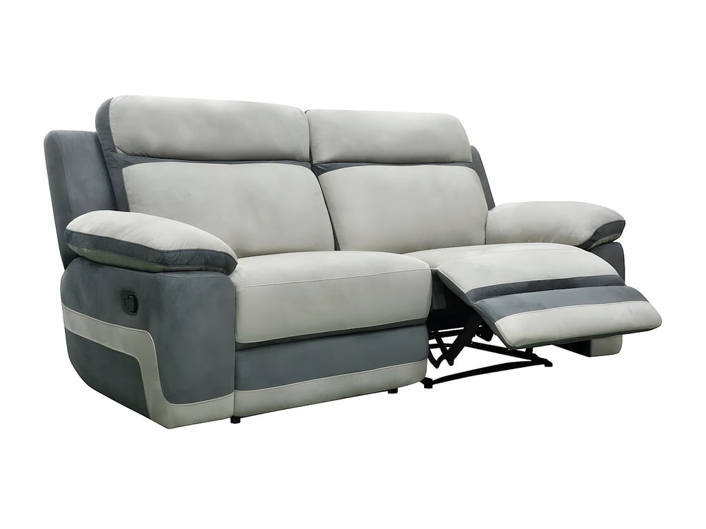 Talca canapé 3 places microfibre gris clair et anthracite relax - Vue supplémentaire 3