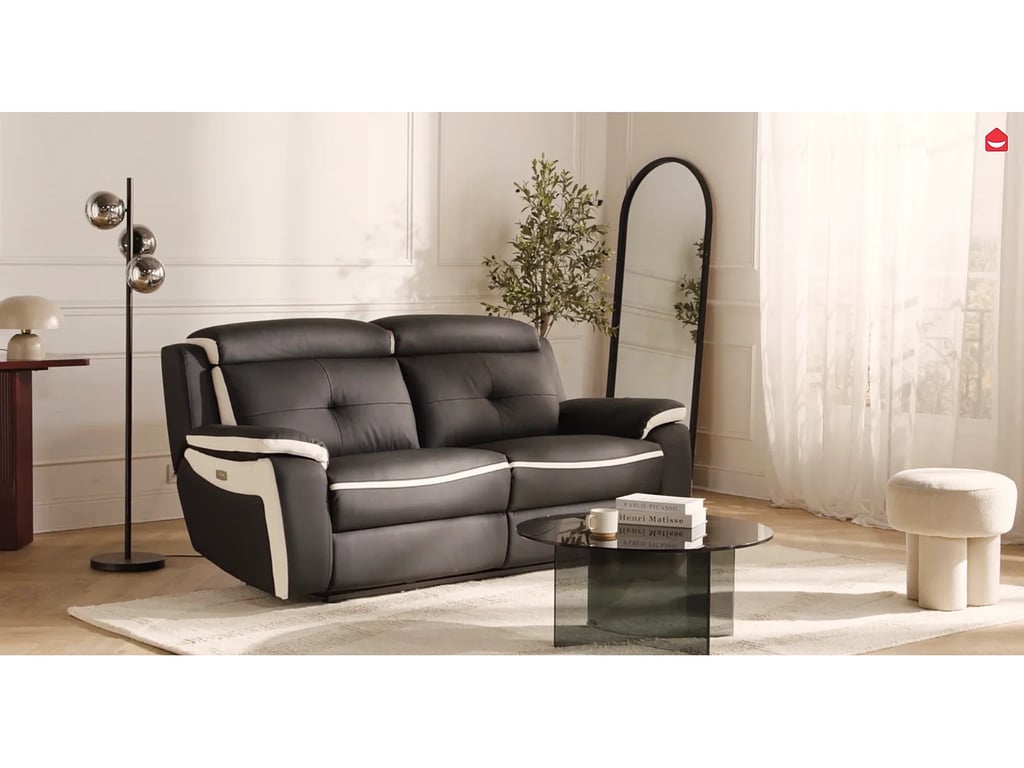 Angelique canapé 3 places cuir noir relax électrique - Vue supplémentaire 2