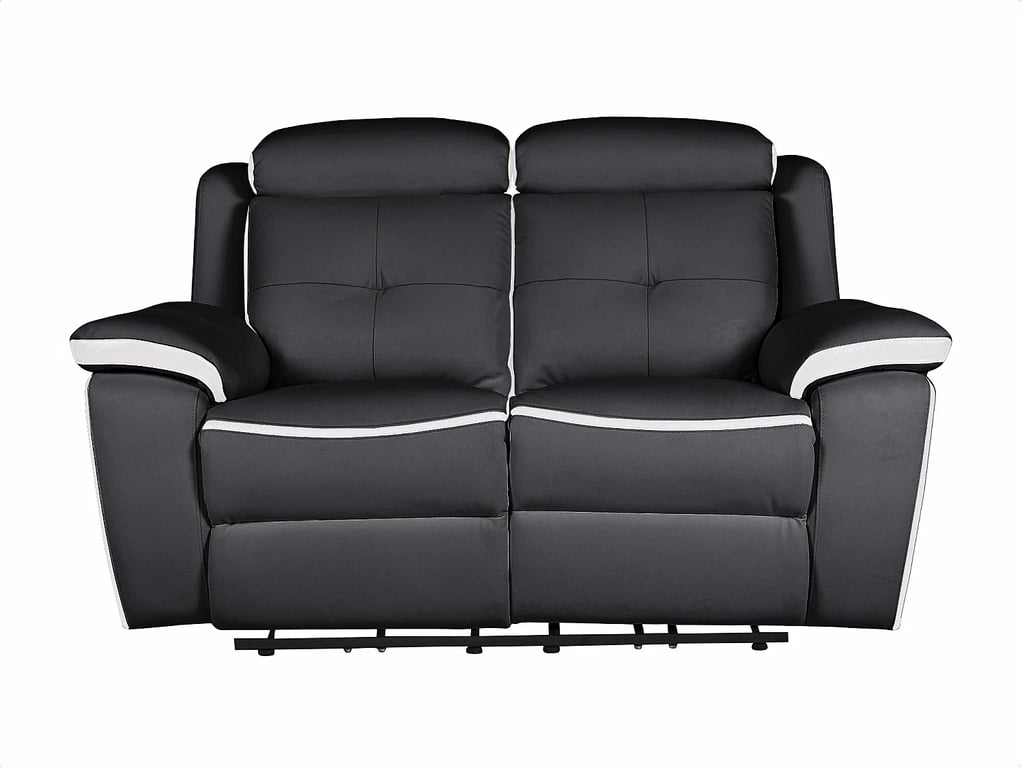 Angelique canapé 2 places cuir noir et blanc relax électrique - Vue supplémentaire 1
