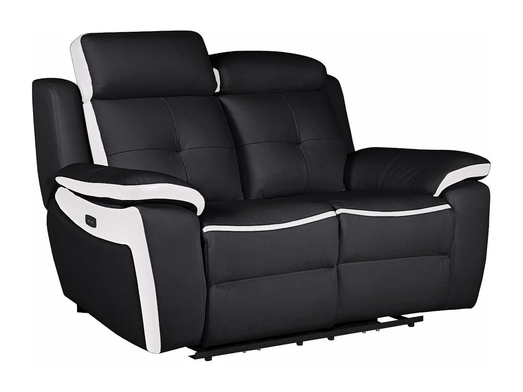 Angelique canapé 2 places cuir noir et blanc relax électrique - Vue supplémentaire 2
