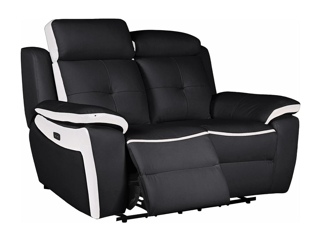 Angelique canapé 2 places cuir noir et blanc relax électrique - Vue supplémentaire 3
