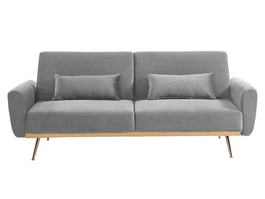 Launei canapé convertible 3 places clic-clac velours gris clair - Vue supplémentaire 1