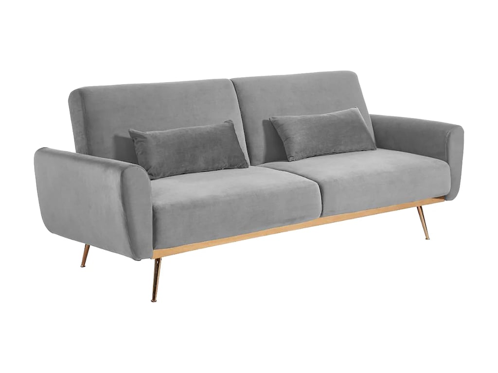 Launei canapé convertible 3 places clic-clac velours gris clair - Vue supplémentaire 2