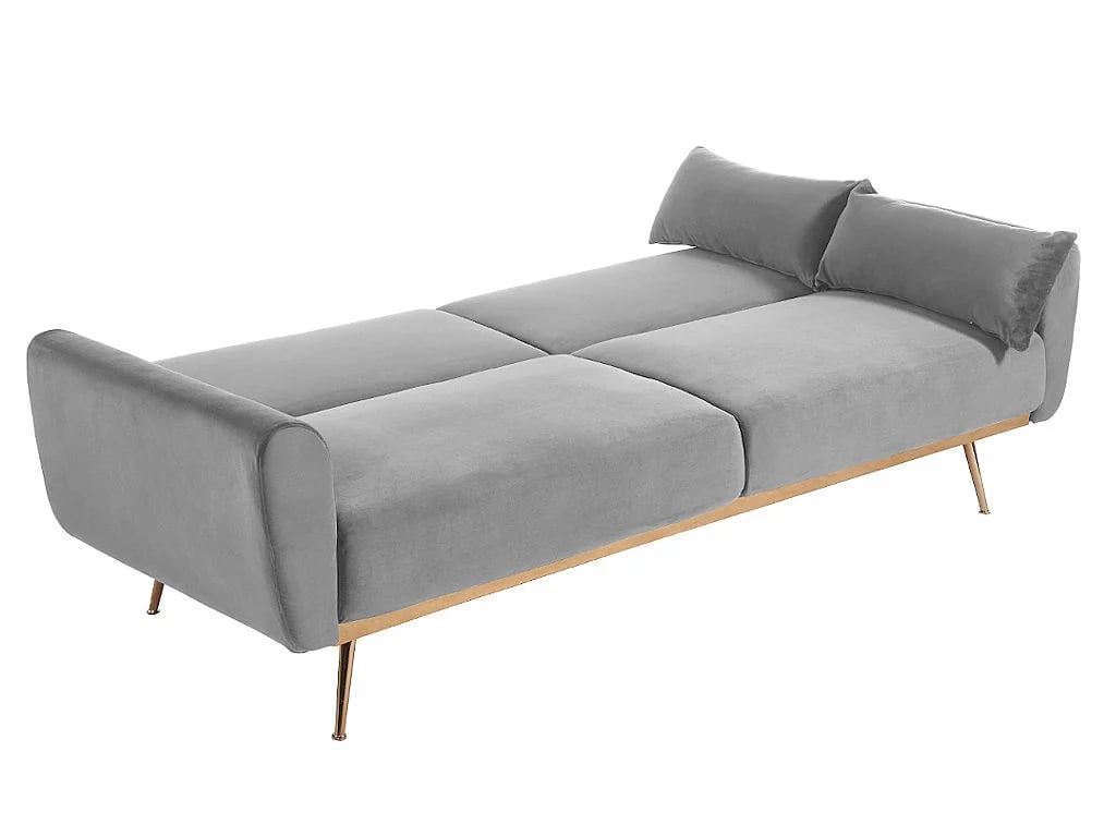 Launei canapé convertible 3 places clic-clac velours gris clair - Vue supplémentaire 3