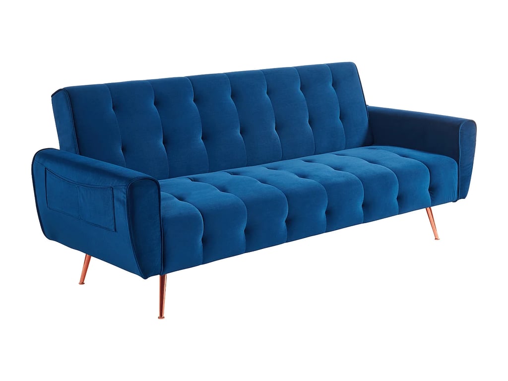 Polani canapé convertible 3 places clic-clac velours bleu roi - Vue supplémentaire 3