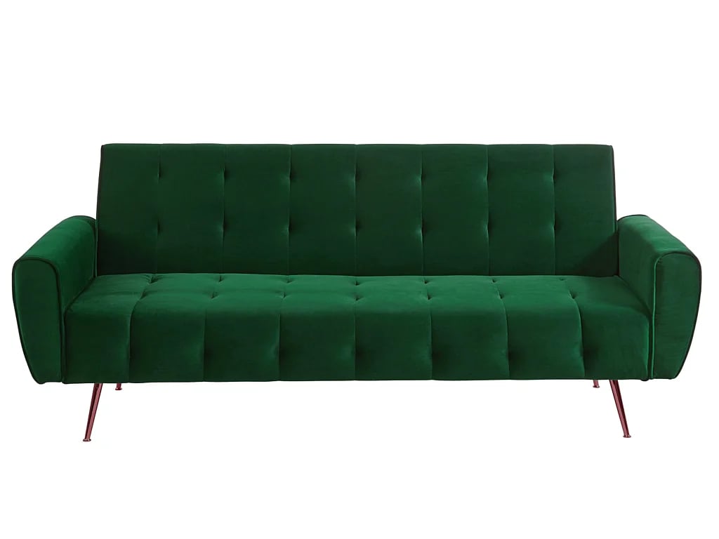 Polani canapé convertible 3 places clic-clac velours vert sapin - Vue supplémentaire 2