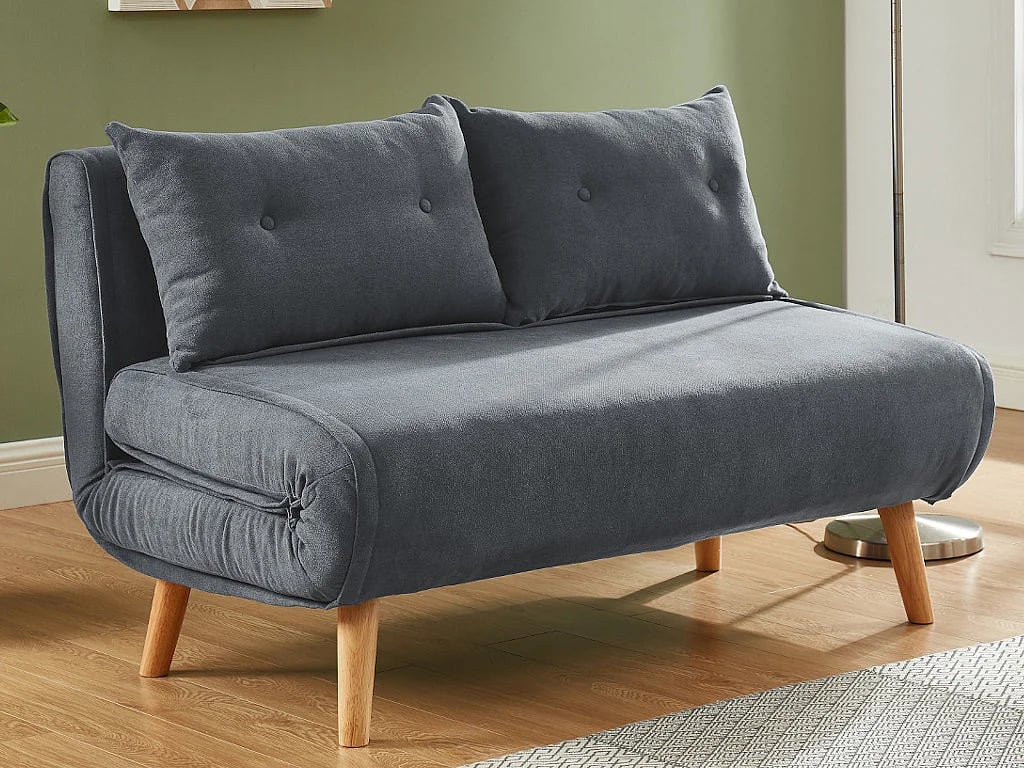 Canapé 2 places convertible en tissu VALERIO - Gris