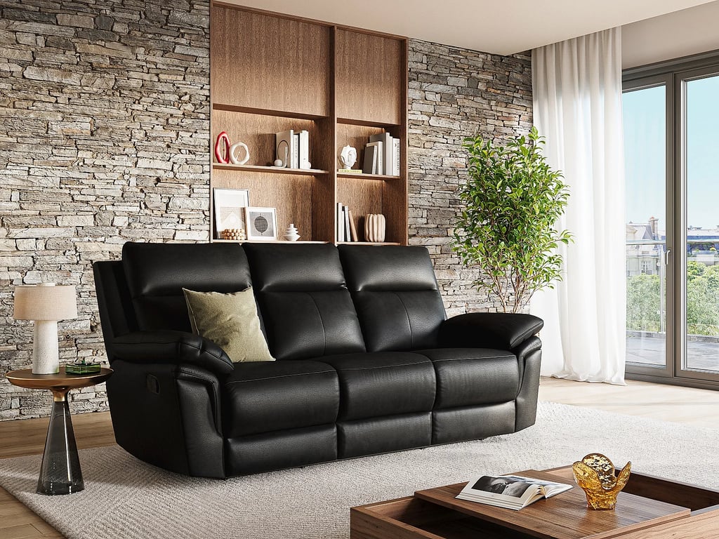 Pakita canapé 3 places cuir de buffle noir relax - Vue supplémentaire 3