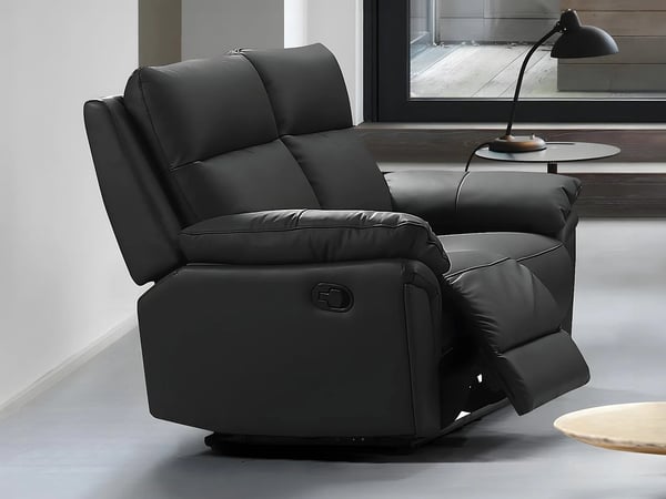 Pakita canapé 2 places cuir de buffle noir relax