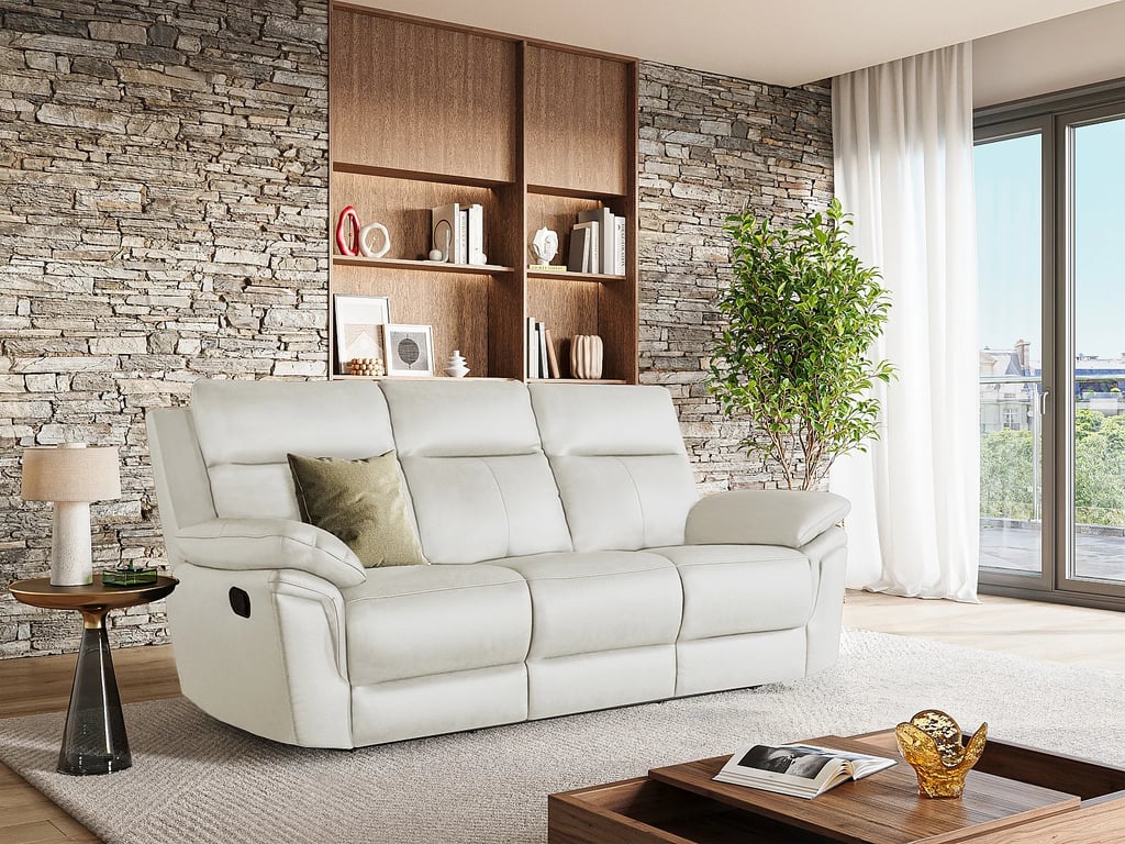 Pakita canapé 3 places cuir de buffle beige relax - Vue supplémentaire 2