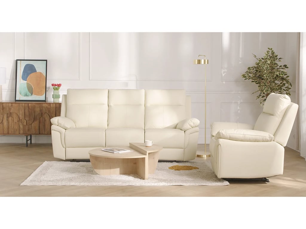 Pakita canapé 2 places cuir de buffle beige relax - Vue supplémentaire 1