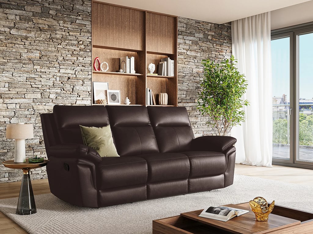 Pakita canapé 3 places cuir de buffle marron relax - Vue supplémentaire 2