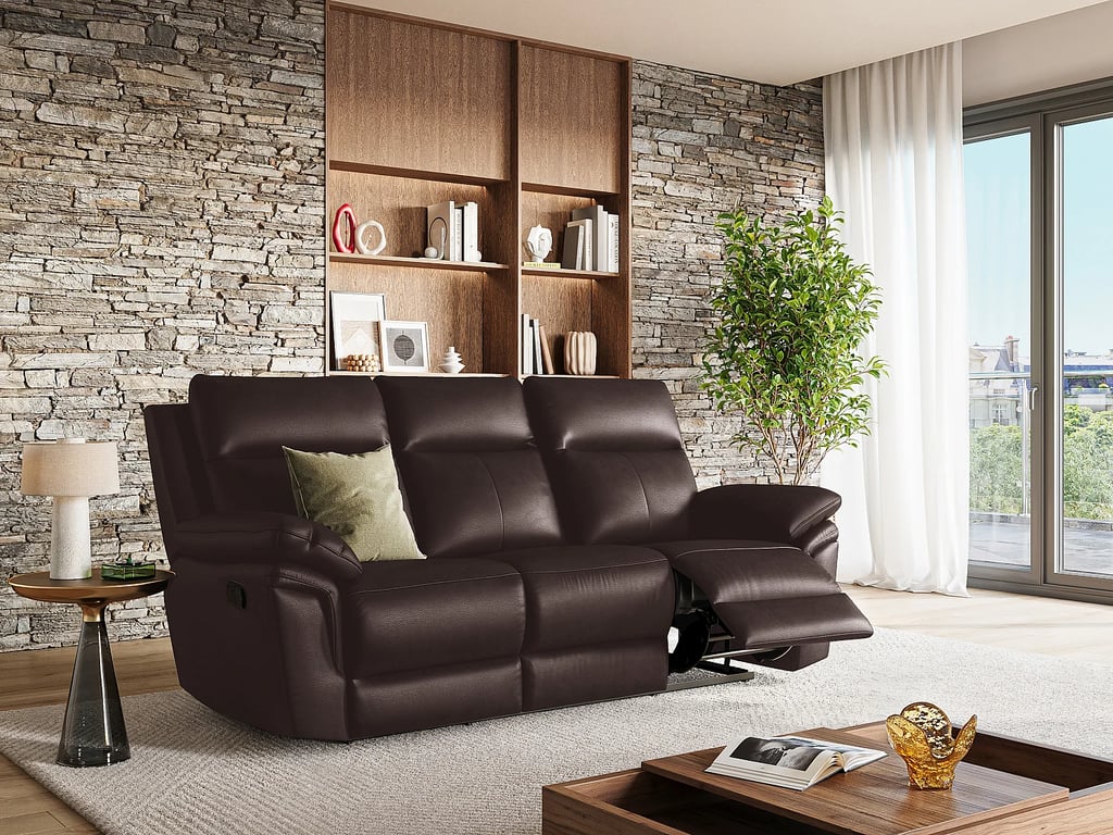 Pakita canapé 3 places cuir de buffle marron relax - Vue supplémentaire 3