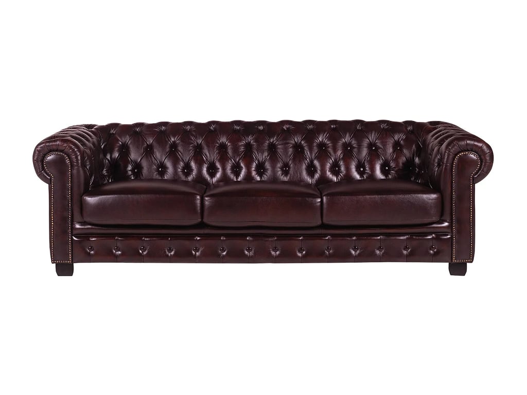 Brenton canapé chesterfield 4 places cuir de buffle rouge - Vue supplémentaire 1