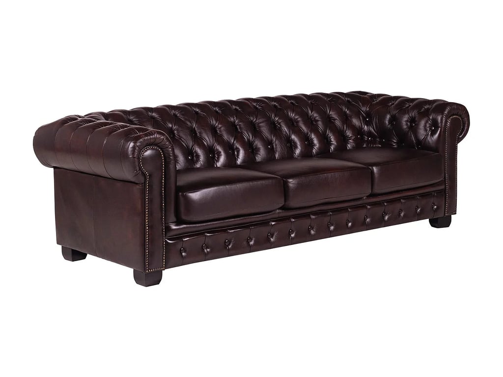 Brenton canapé chesterfield 4 places cuir de buffle rouge - Vue supplémentaire 2