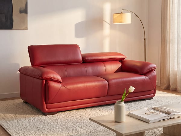 Macelo canapé 3 places cuir rouge
