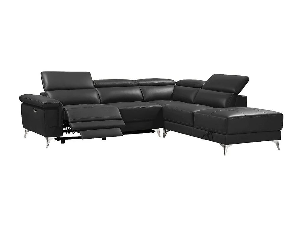 Pascaline canapé d'angle droit 5 places cuir gris relax électrique - Vue supplémentaire 2