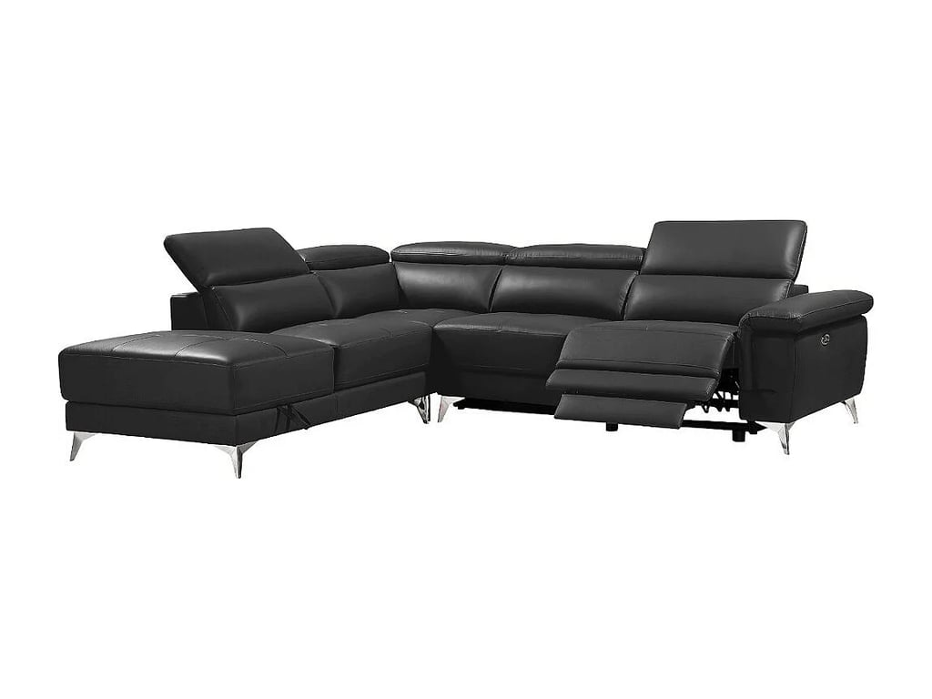 Pascaline canapé d'angle gauche 5 places cuir gris relax électrique - Vue supplémentaire 2