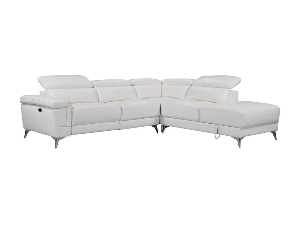Pascaline canapé d'angle droit 5 places cuir beige relax électrique - Vue supplémentaire 2